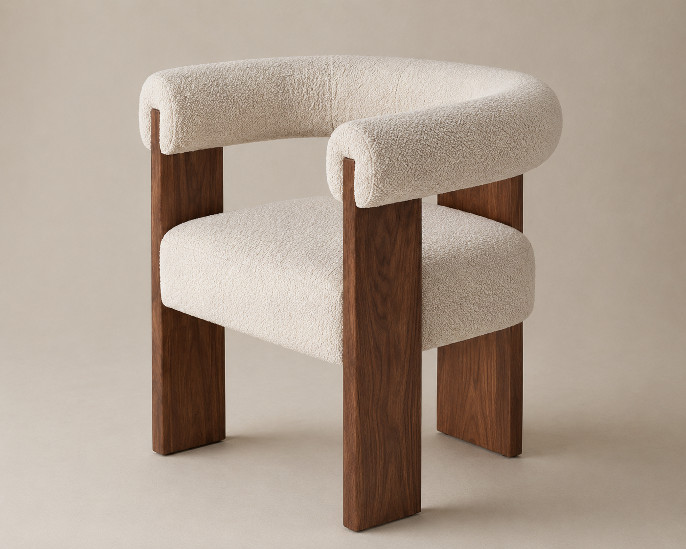 Elara Contemporary Bouclé Wraparound Arm Dining Chair