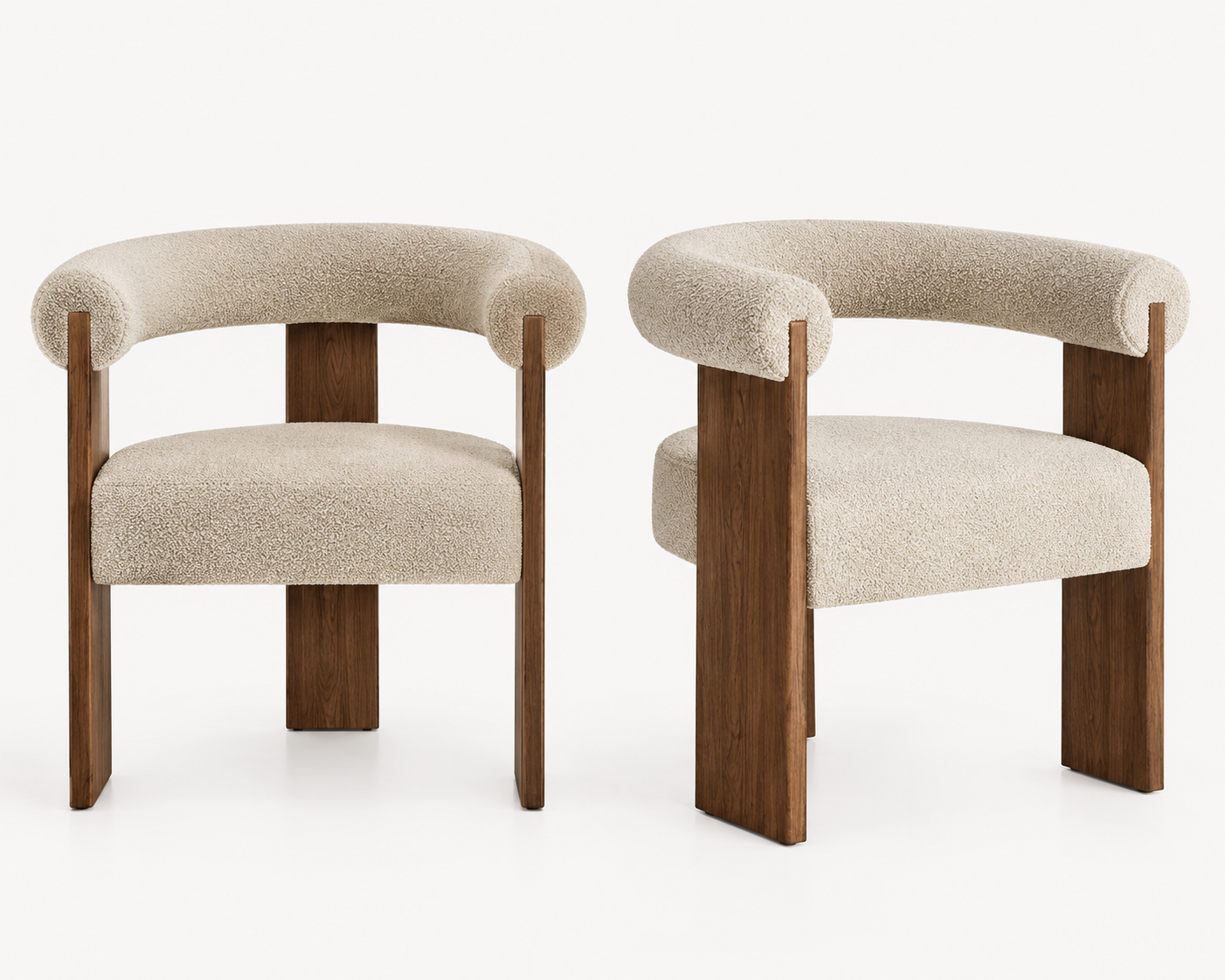 Elara Contemporary Bouclé Wraparound Arm Dining Chair