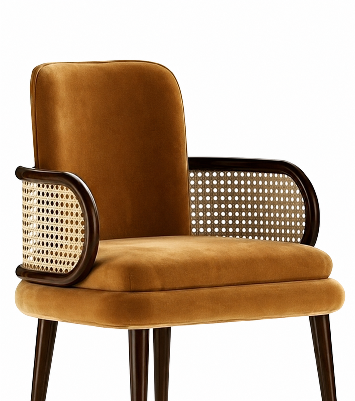 Marcell Velvet Cane Chair