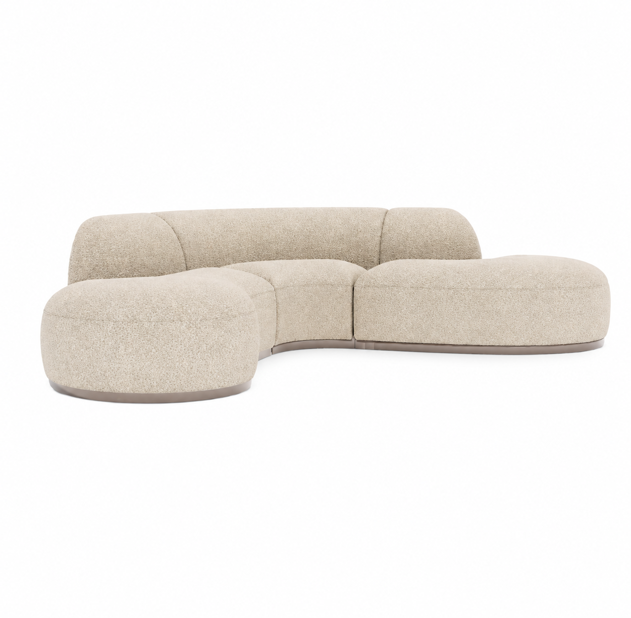4 Seater Sculptural Off-White Curved Sofa