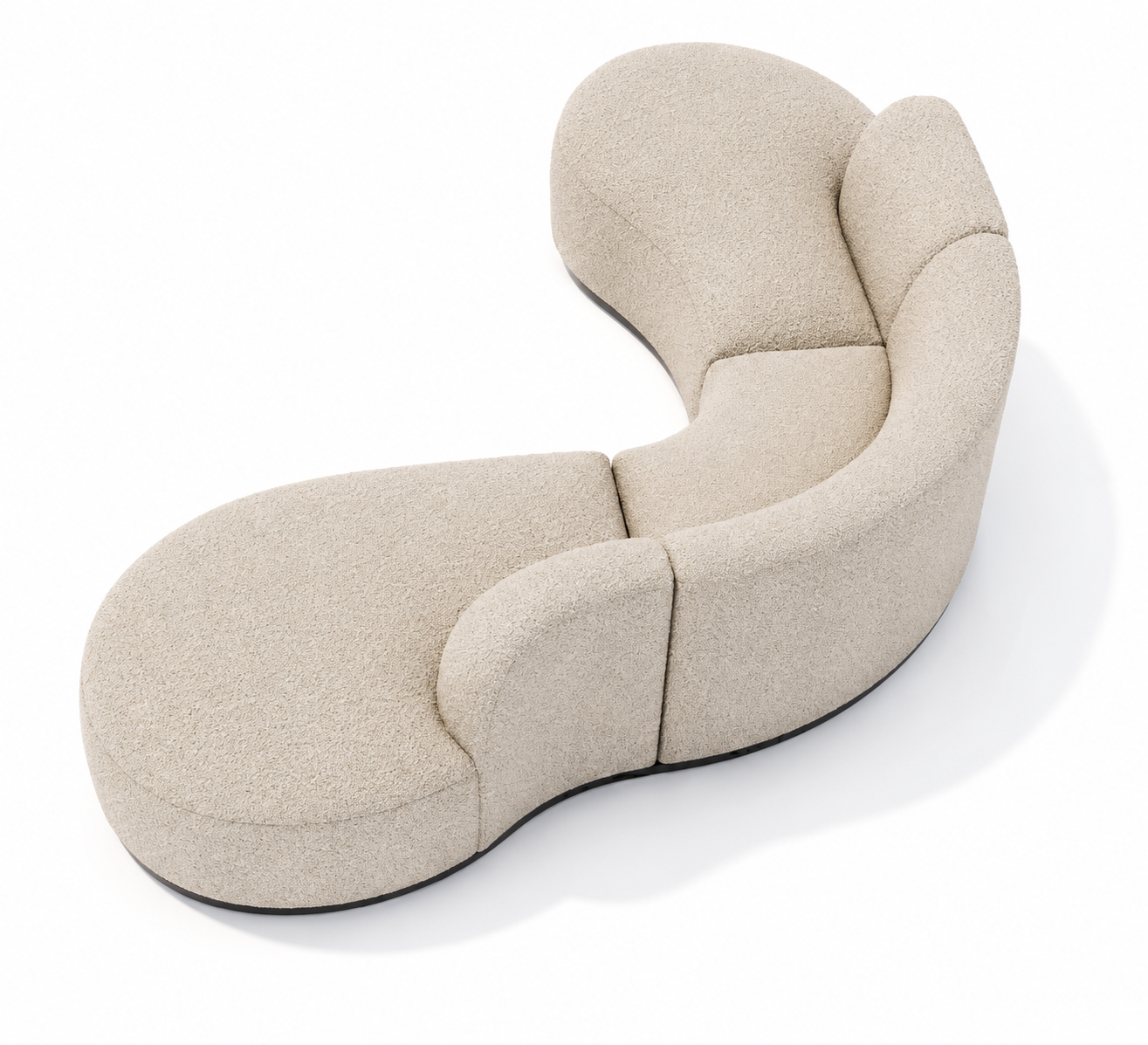 4 Seater Sculptural Off-White Curved Sofa