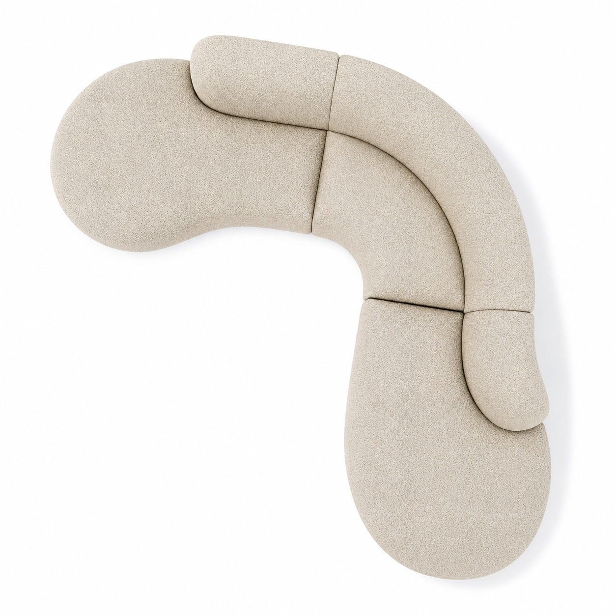 4 Seater Sculptural Off-White Curved Sofa