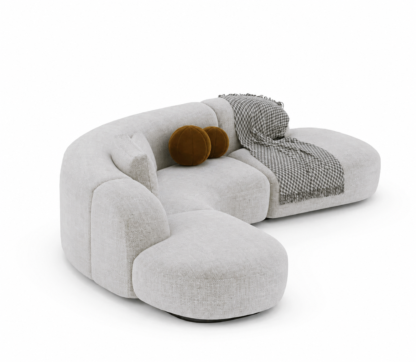 5 Seater Contemporary Beige Arc Sofa