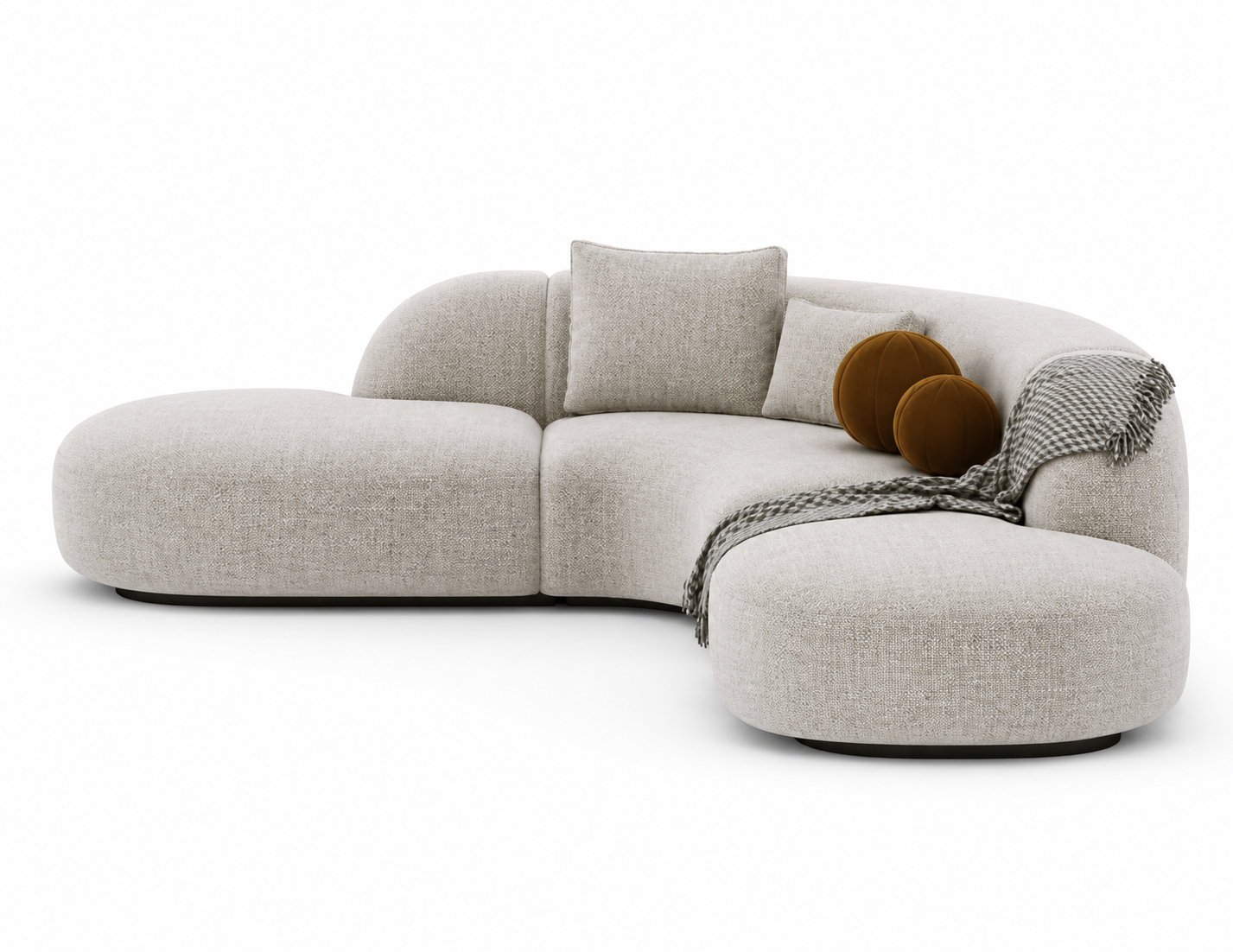 5 Seater Contemporary Beige Arc Sofa