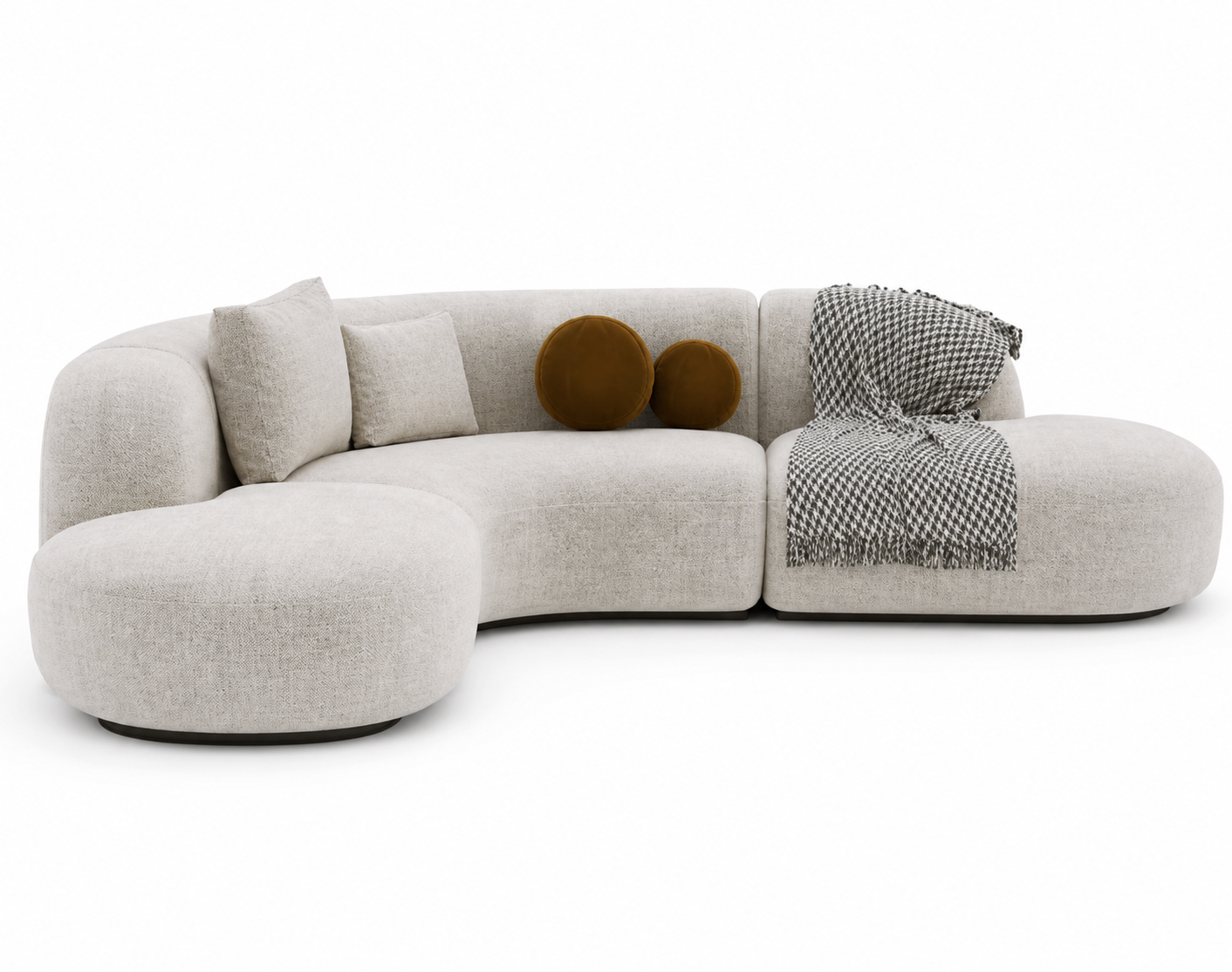5 Seater Contemporary Beige Arc Sofa