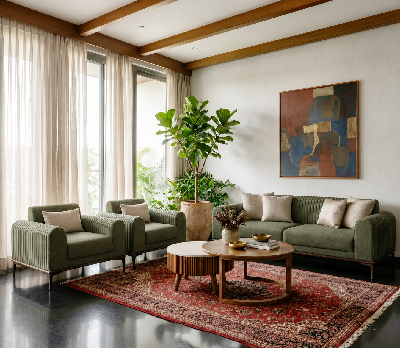 Verona 3+1+1 Seater Sofa Set – Sage Green