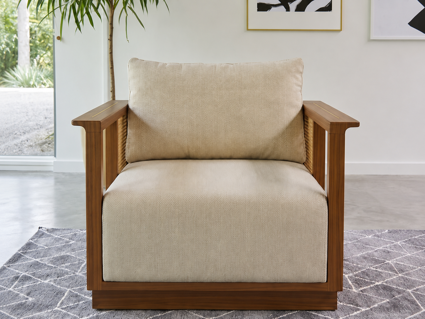 Arden 3+1+1 Ash Wood & Cane Sofa Set – Cottage Ivory