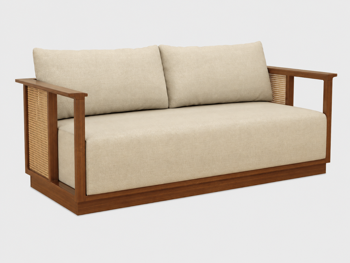 Arden 3+1+1 Ash Wood & Cane Sofa Set – Cottage Ivory