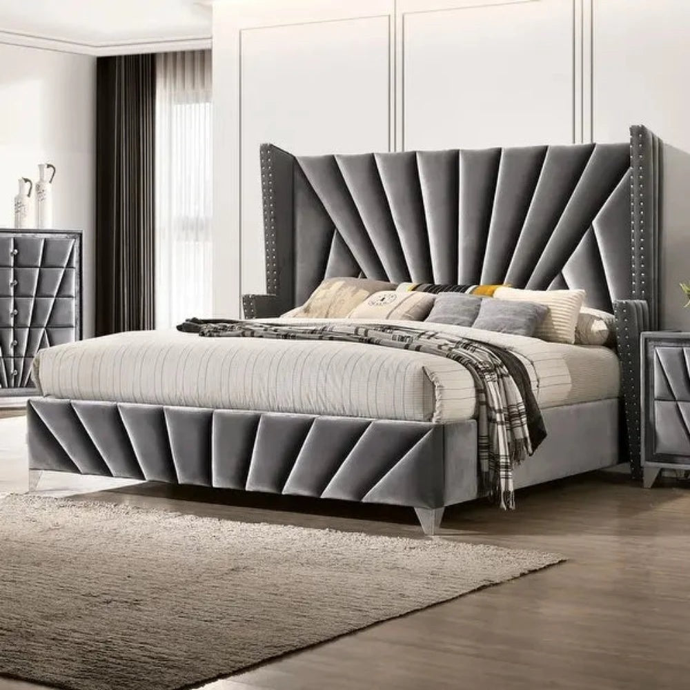 A bed with mattress black and white colour