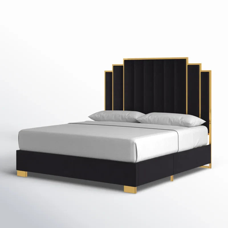 RegalLine Velvet Panel Upholstered Bed