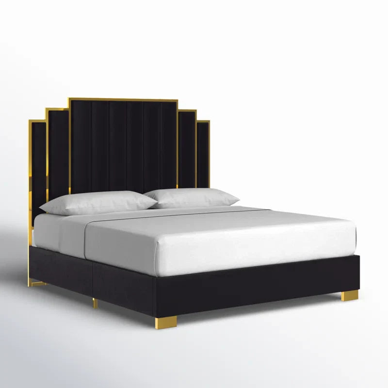 RegalLine Velvet Panel Upholstered Bed