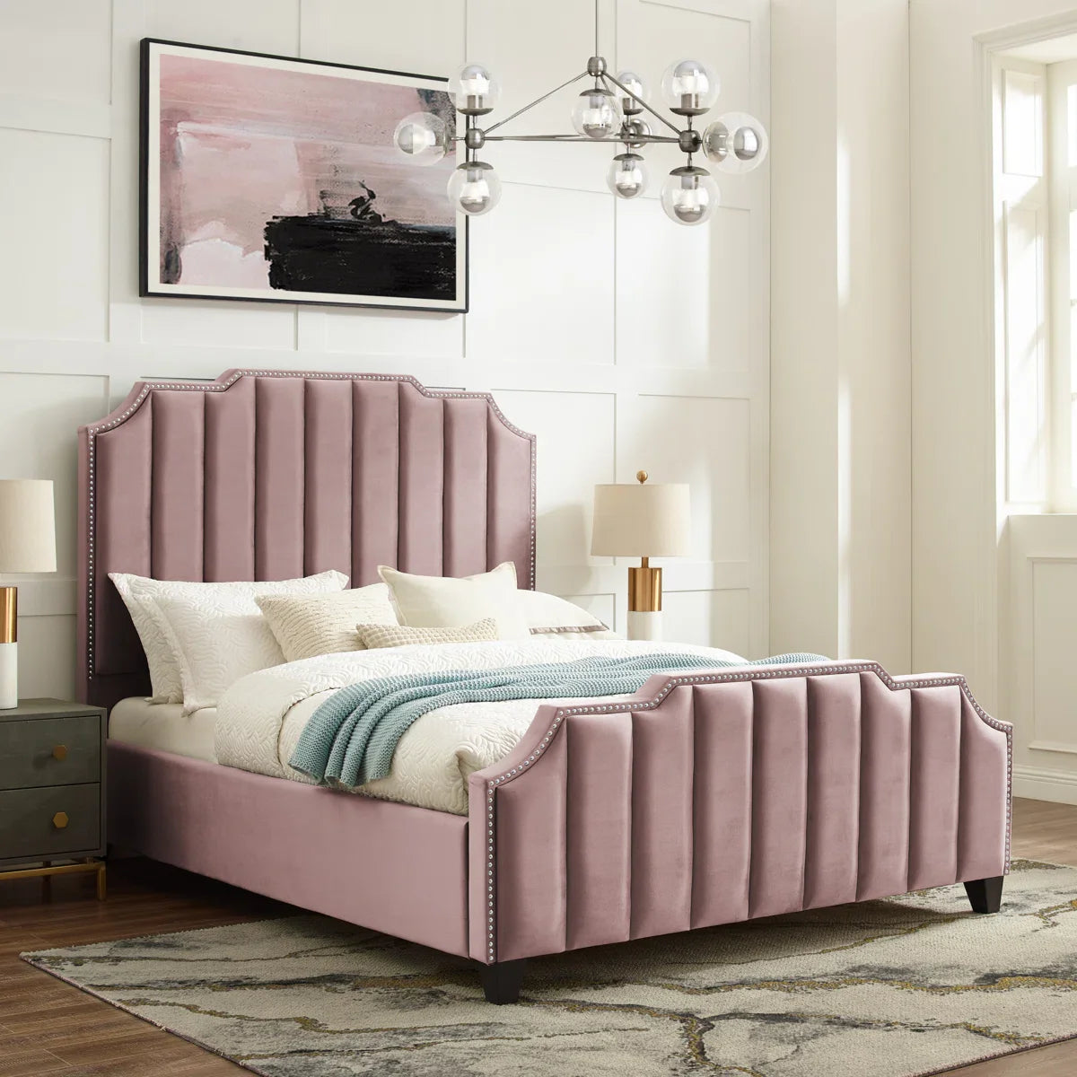 Solaris Crest Headboard Upholstered Bed