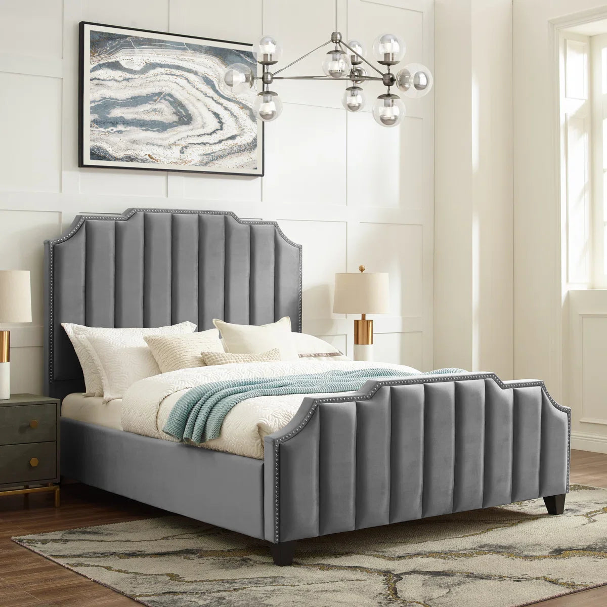 Solaris Crest Headboard Upholstered Bed