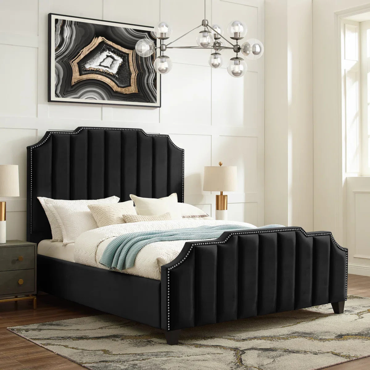 Solaris Crest Headboard Upholstered Bed