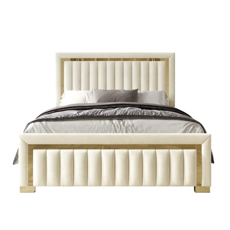 Roselle Chevron Velvet Upholstered Bed