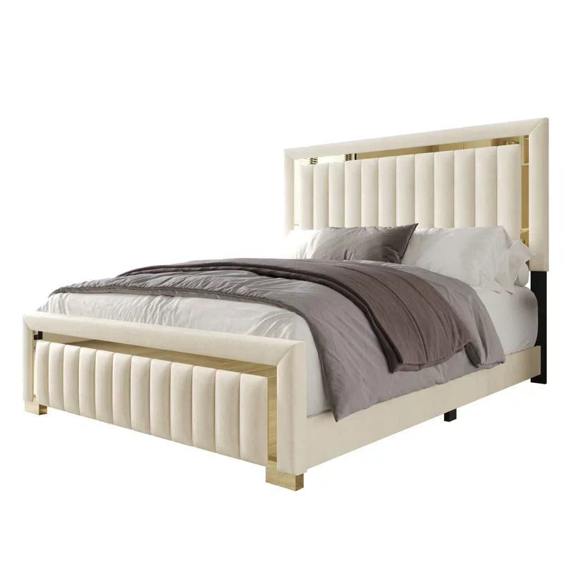 Roselle Chevron Velvet Upholstered Bed