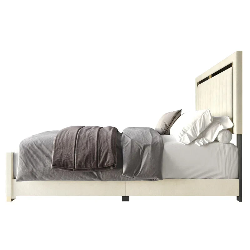 Roselle Chevron Velvet Upholstered Bed