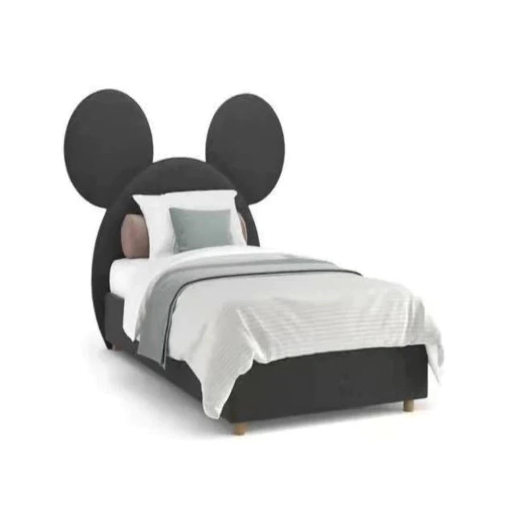 A bed with mattress black colour