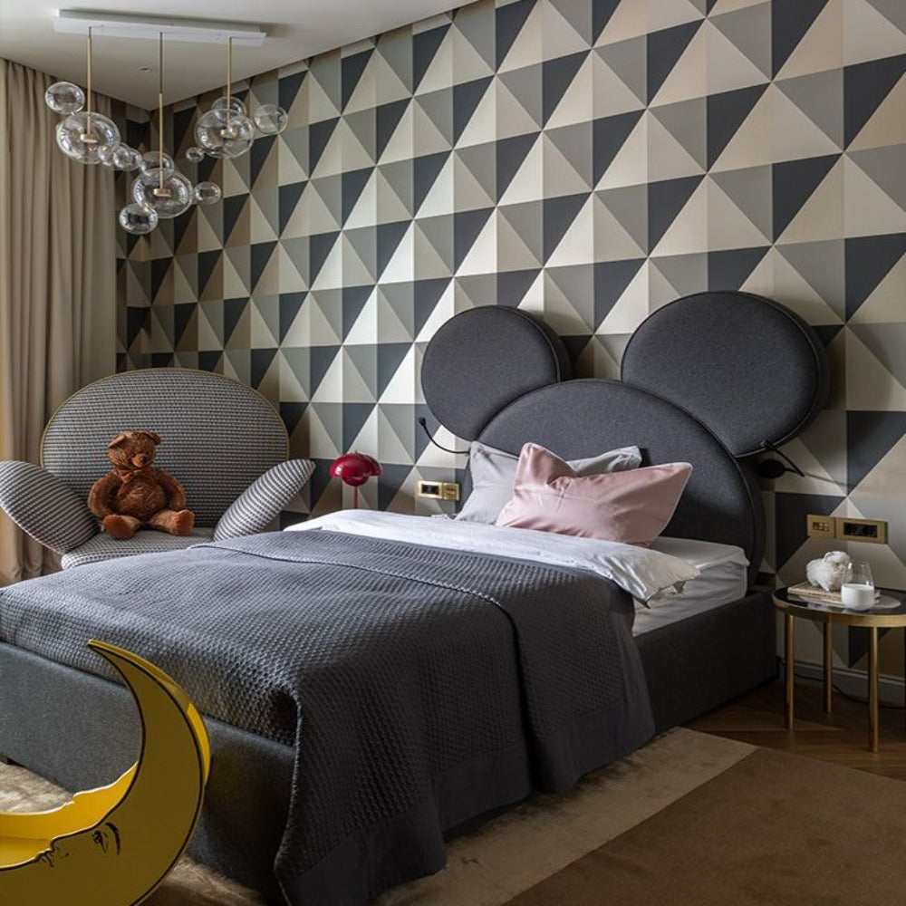 A bed with mattress black colour