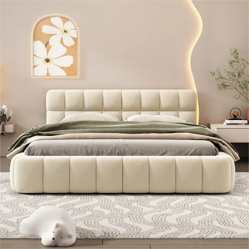Solaro Fan-Stitched Upholstered Bed