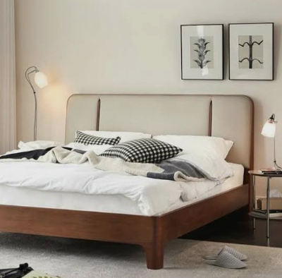 Sora Solid Wood Upholstered Platform Bed