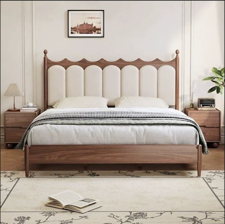 Verona Walnut Upholstered Platform Bed