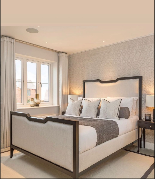 Arden Geometric Upholstered Metal Bed