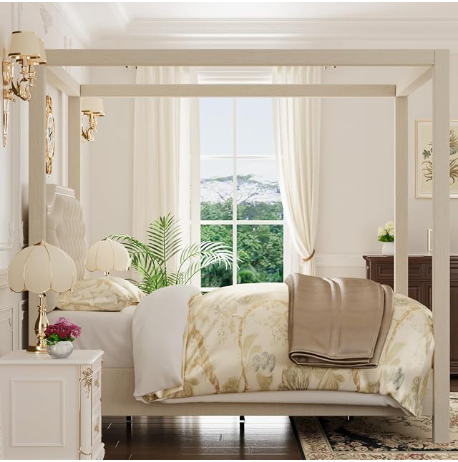 Arden Canopy Bed with Upholstered Headboard