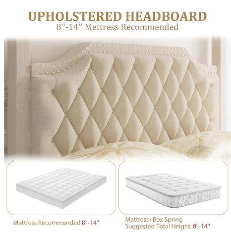 Arden Canopy Bed with Upholstered Headboard
