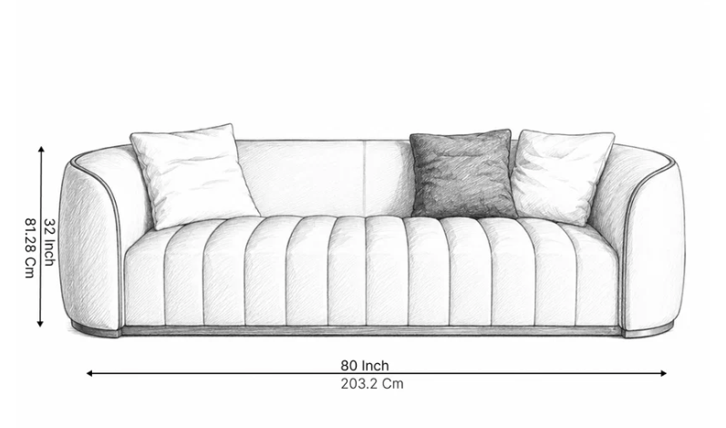 Aurelia 3 Seater Curved Velvet Sofa with Gold Trim