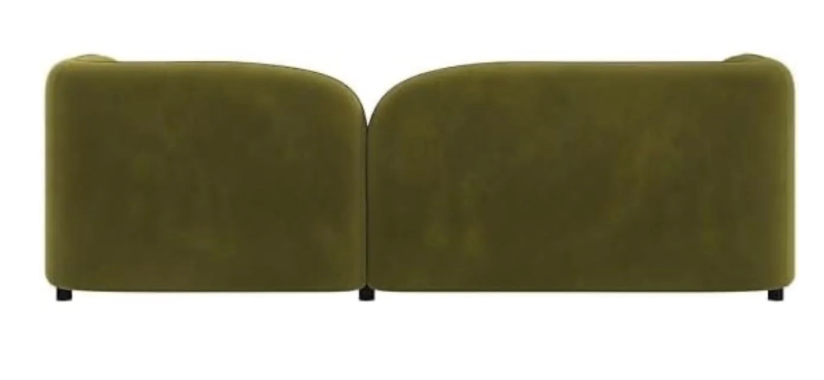 Olivia Curved 3 Seater Velvet Sofa with Premium Cushions - Olive Green