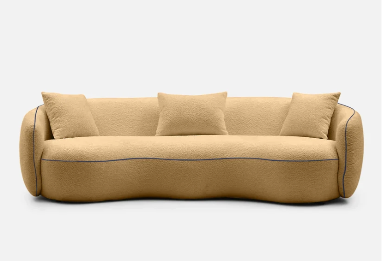 Sculptura 3 Seater Curved Bouclé Sofa - Beige