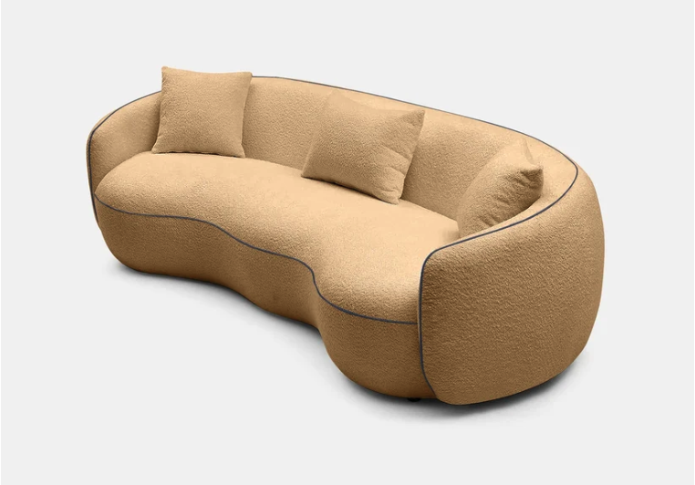 Sculptura 3 Seater Curved Bouclé Sofa - Beige