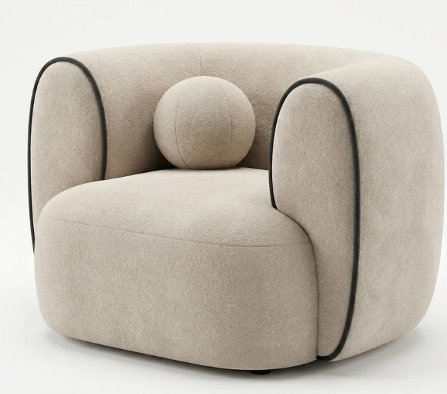 Aurelia Curved Sofa Set – Sand Bouclé Finish