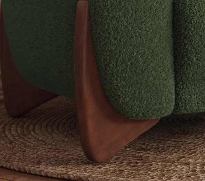 Emerald Luxe Bouclé Sofa Set with Acacia Wood Base