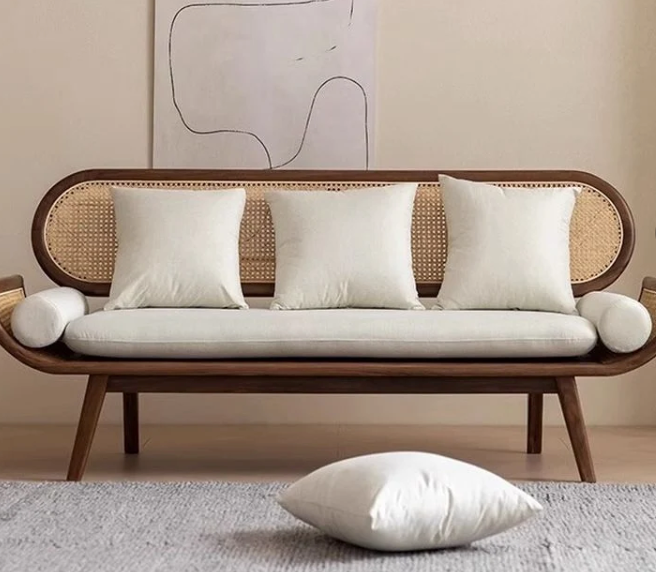 Heritage Sheesham Wood & Cotton Linen Sofa