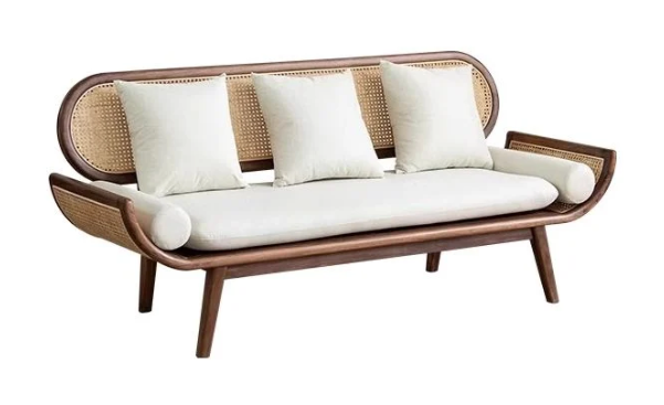 Heritage Sheesham Wood & Cotton Linen Sofa