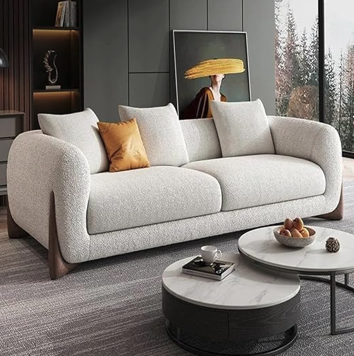 Modern Classic 3+2 Seater Boucle Beige Chesterfield Sofa Set