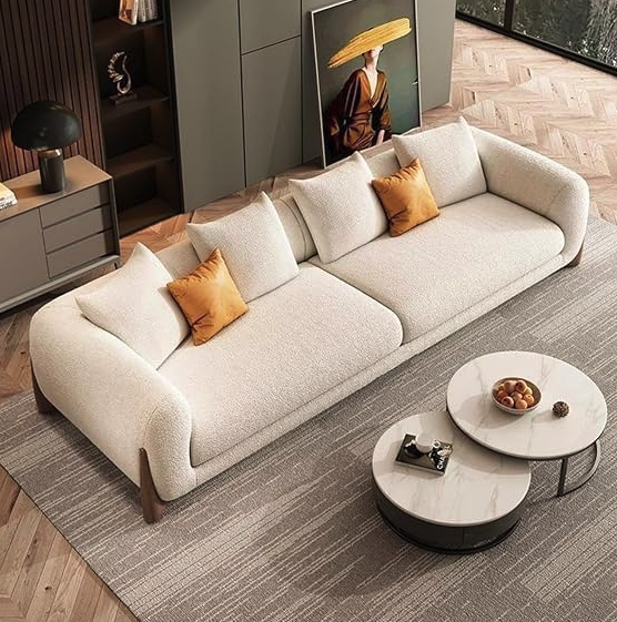 Modern Classic 3+2 Seater Boucle Beige Chesterfield Sofa Set