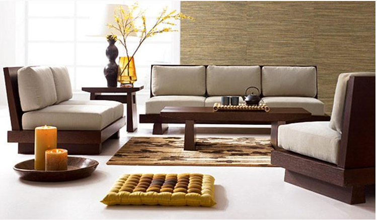 Solid Wood Contrast 3+1+1 Sofa Set