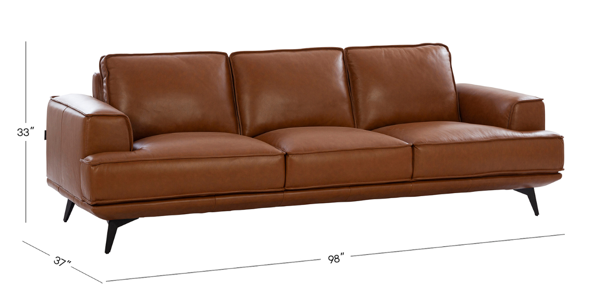 Cavero 3+2 Seater Italian Genuine Leather Sofa Set – Cognac Tan