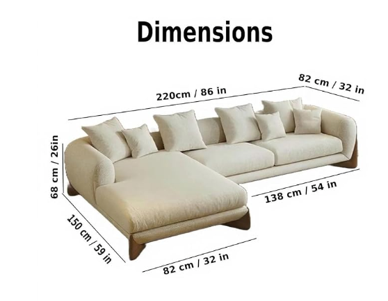 Arden L-Shaped Sectional Sofa with Chaise, Green Boucle Upholstery & Wooden Base, Right-Hand Facing