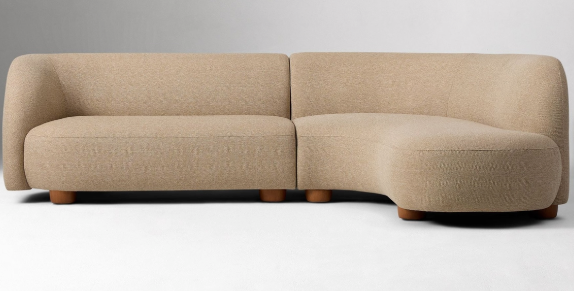 Lorenzo 2-Piece Wedge Chaise Sectional, Camel