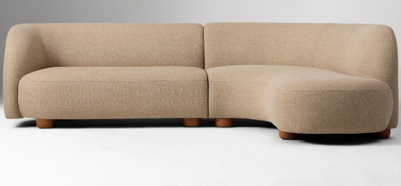 Lorenzo 2-Piece Wedge Chaise Sectional, Camel