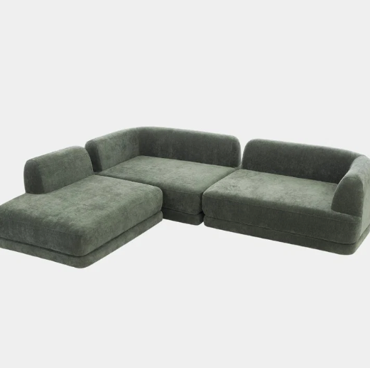 Olivia 7 Seater Olive Green Upholstered L-Shape Sectional Sofa