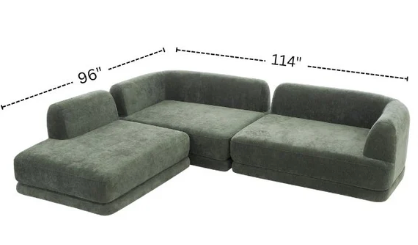 Olivia 7 Seater Olive Green Upholstered L-Shape Sectional Sofa