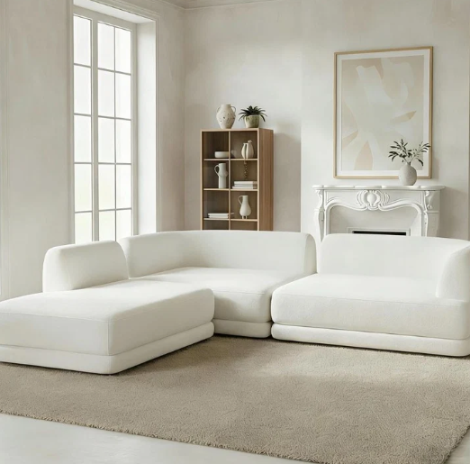 Olivia 7 Seater Olive Green Upholstered L-Shape Sectional Sofa