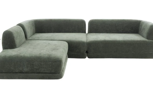 Olivia 7 Seater Olive Green Upholstered L-Shape Sectional Sofa