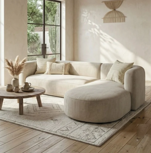 Aurelia 3 Seater Curved L-Shape Sectional Sofa