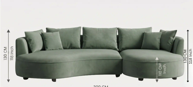 Aurelia 3 Seater Curved L-Shape Sectional Sofa